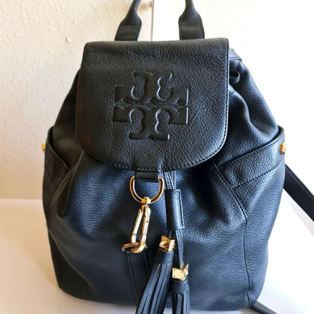Tory Burch Leather Tassel Backpack Black